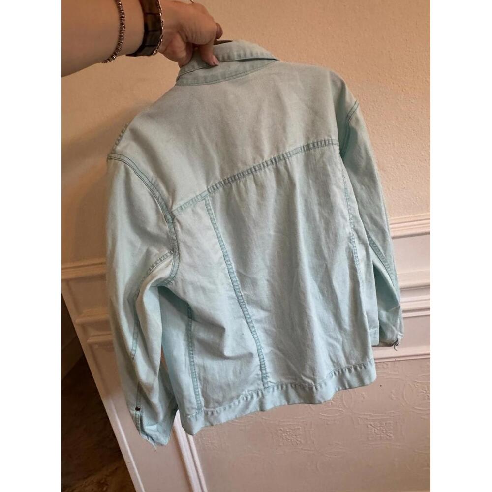 Chicos Basic Stretch Cotton Denim Jacket Teal Tur… - image 6
